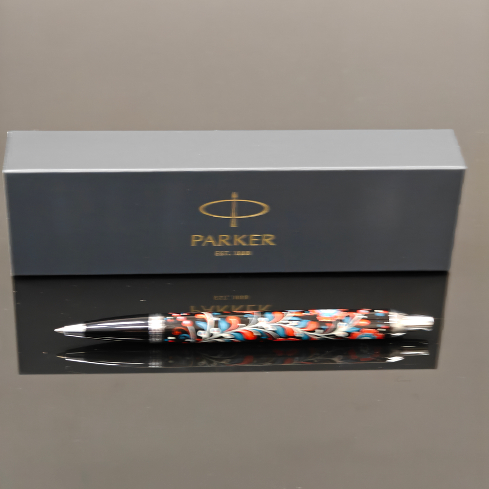 Ручка коллекционная шариковая Parker IM №0163 "Цветы России" с ручной росписью в коробке