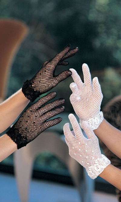 Коротенькие черные перчатки в сеточку (Цвет: черный)