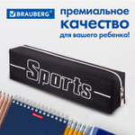 Пенал BRAUBERG 1 отделение полиэстер "Sport" черный 19х4х6 см (3 штуки в упаковке)