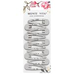 Заколки для волос НАБОР 10 шт., 5 см, клик-клак, глянцевый, серебристый, MONTE VITA, 457079