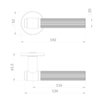 Ручка раздельная R.EST.R52.SHELL SSG-39 сатинированное золото