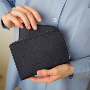 Кошелек кожаный, теленок синего цвета