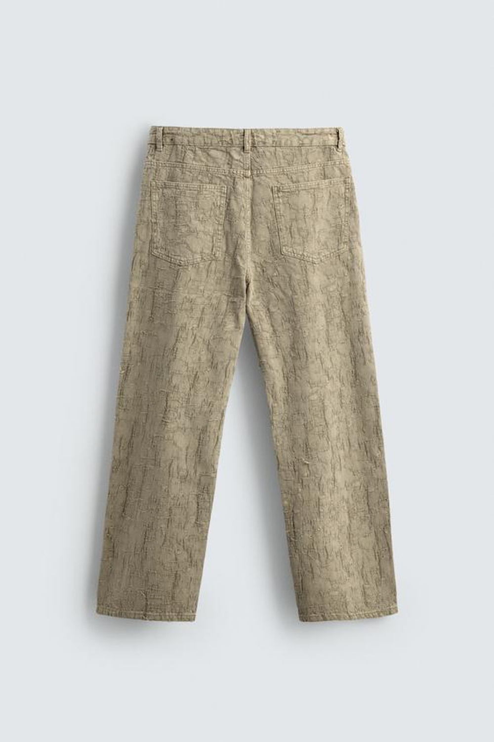 ZARA БРЮКИ STRAIGHT FIT ЖАККАРД, ХАКИ