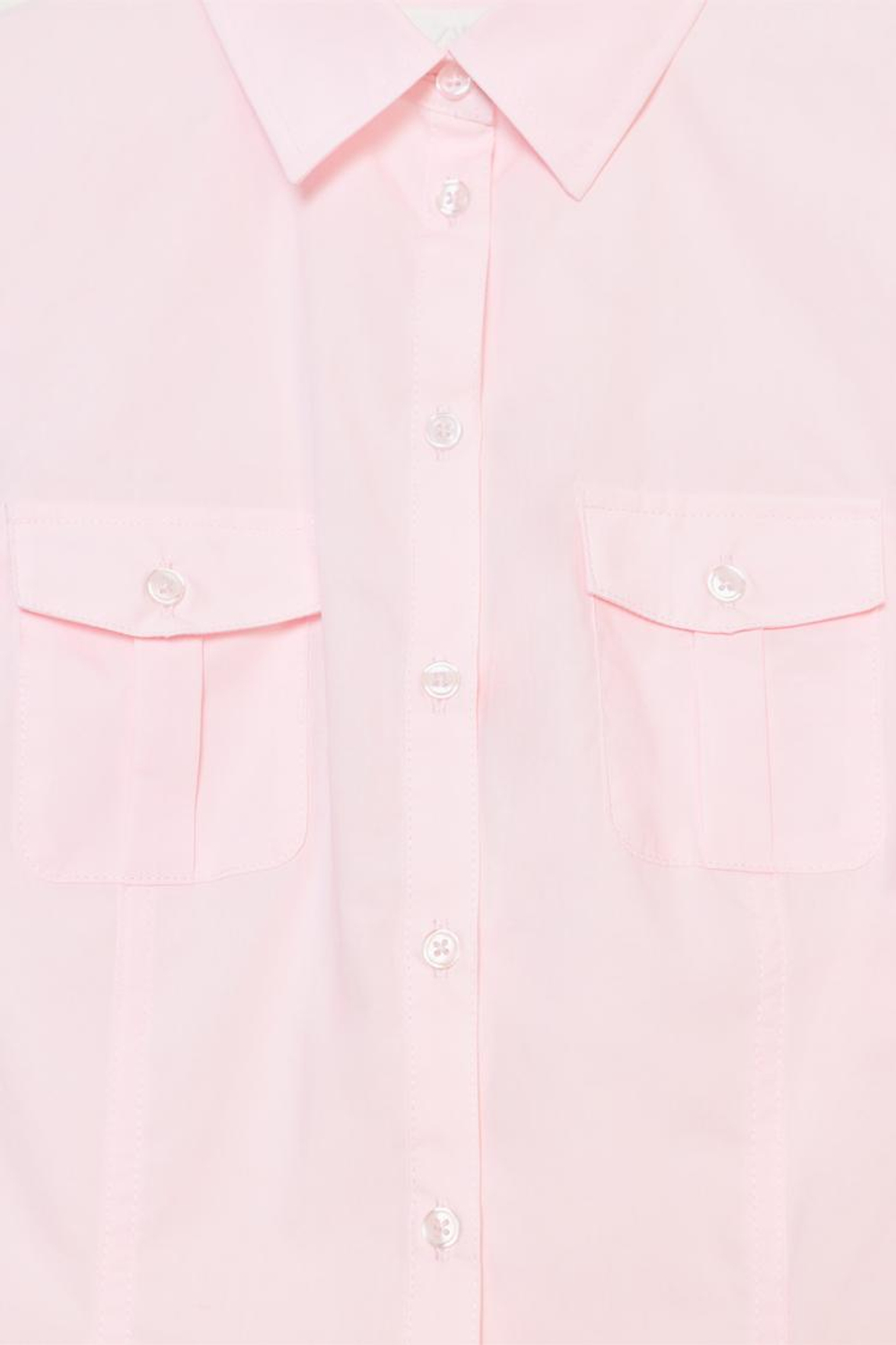 ZARA ПРИТАЛЕННАЯ РУБАШКА ИЗ ПОПЛИНА, РОЗОВЫЙ