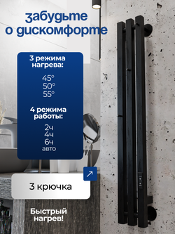 Marco 3 PRO 90 черный - вертикальный электрический полотенцесушитель Терум ®