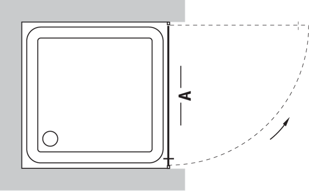 Дверь одностворчатая распашная Vegas - Glass EP 75см. профиль гл.хром, стекло прозрачное схема