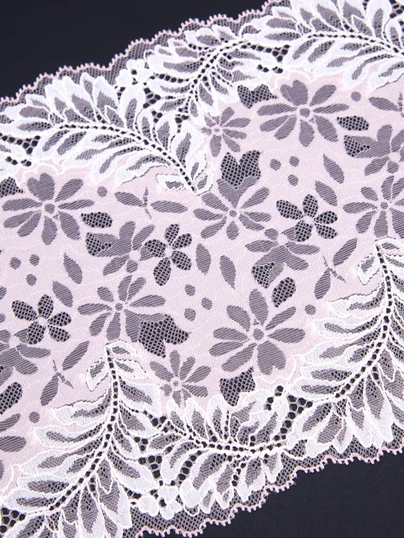 03-205 Кружево эластичное 22 см, розовый/белый