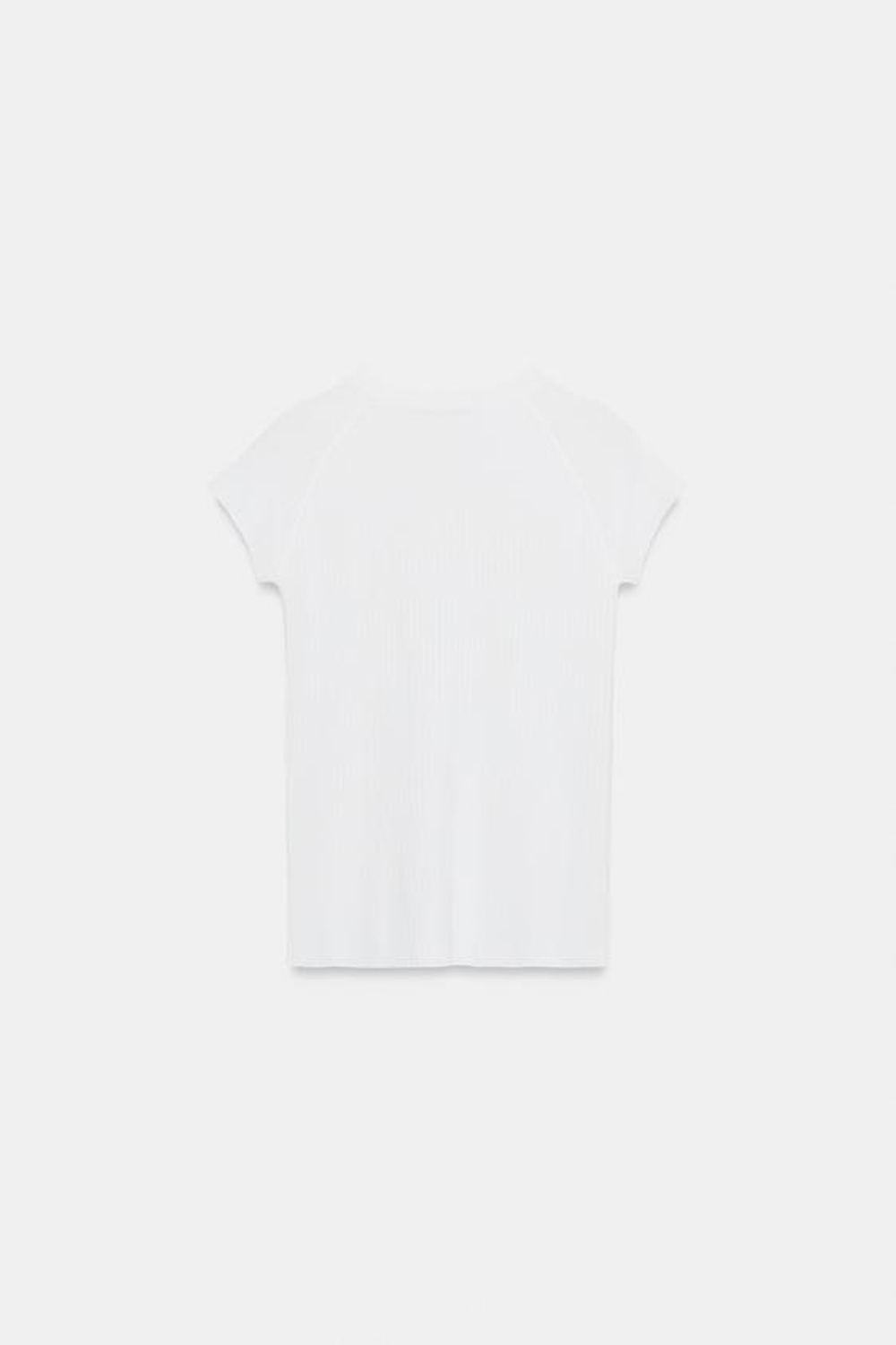 ZARA ТОП В РУБЧИК С КОРОТКИМ РУКАВОМ, БЕЛЫЙ