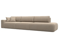 Диван прямой Лига-036 НПБ Модерн Лонг подлокотник слева ВЕЛЮР Бежевый