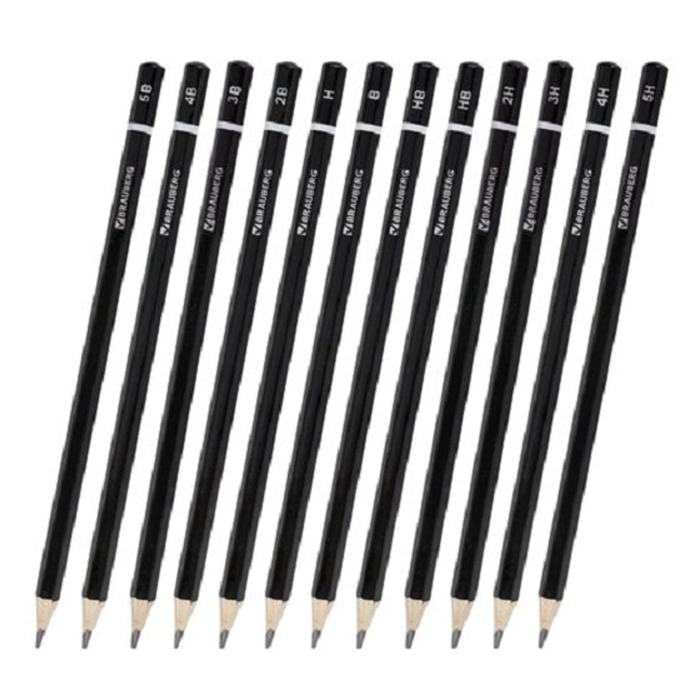 Набор карандашей чернографитных 12шт. 5Н-5В, Brauberg Touch line, блистер