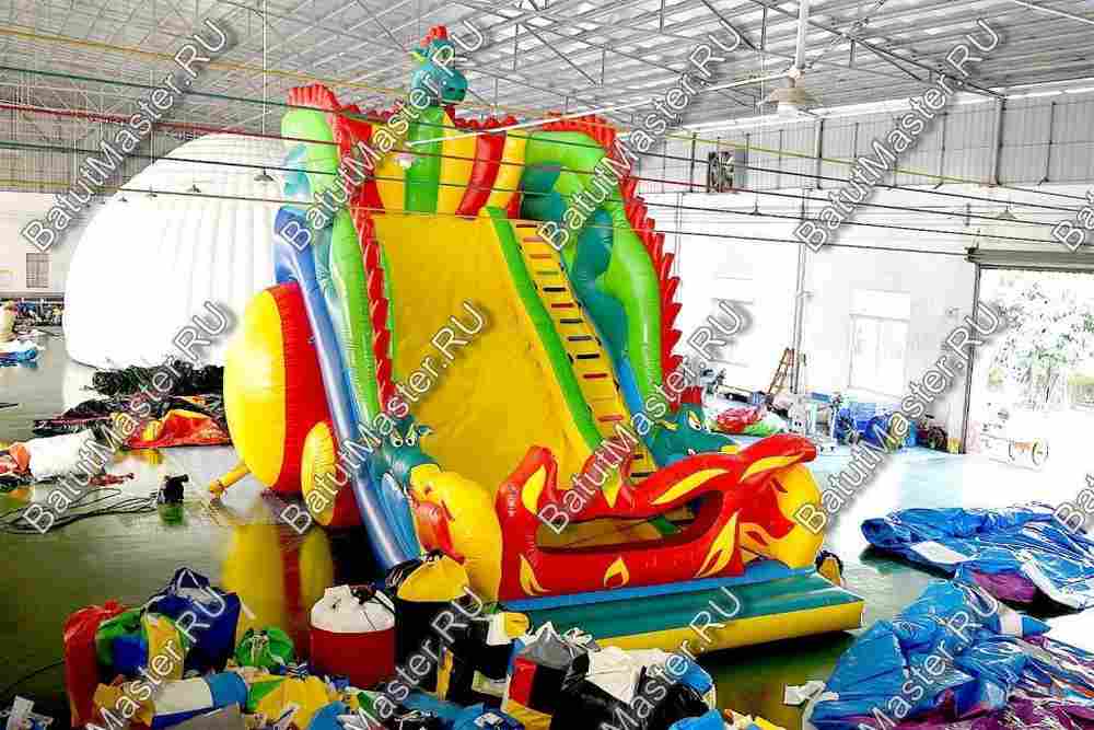 Коммерческий надувной батут-горка "Огненный дракон" 16*8*11 м