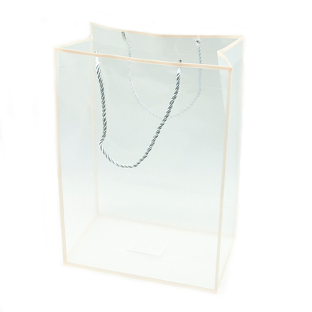 Пакет для цветов, пластик, Персиковый/Прозрачный, 23*18*24 см, 1 шт.