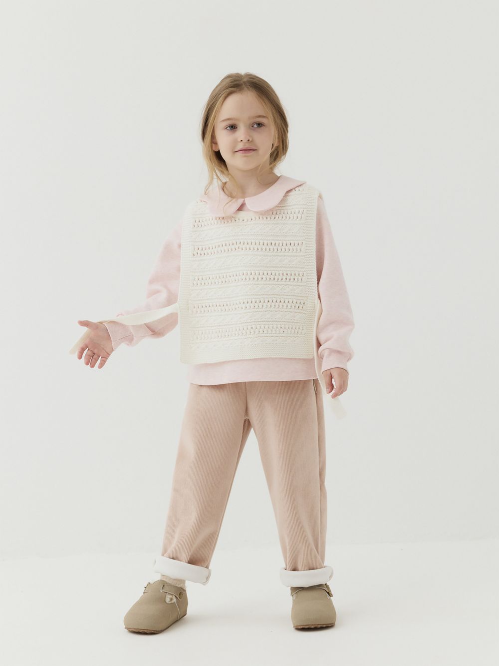 Брюки вельветовые "Пудровый беж" утепленные