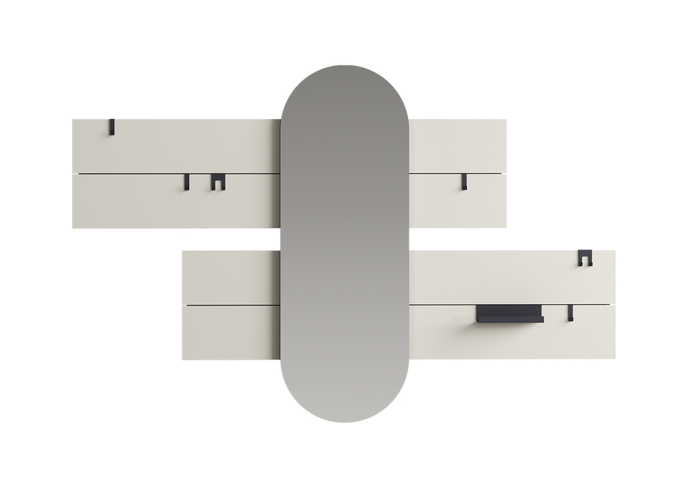 Вешалка Stripe L горизонтальная с зеркалом 60*160 см (серо-бежевый)