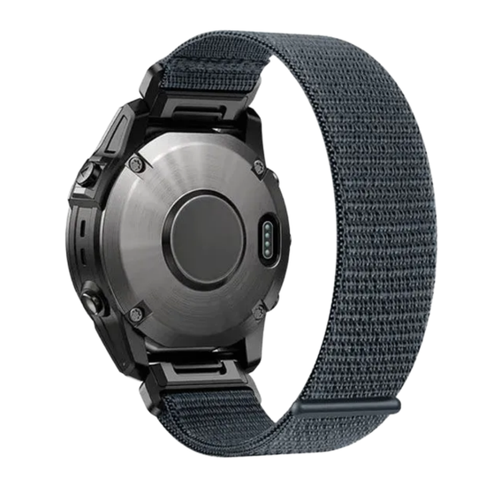 Ремешок для Garmin нейлоновый 20 мм (циферблат 42-43 мм) эластичный, быстросъемный на липучках велкро (Серо-синий)