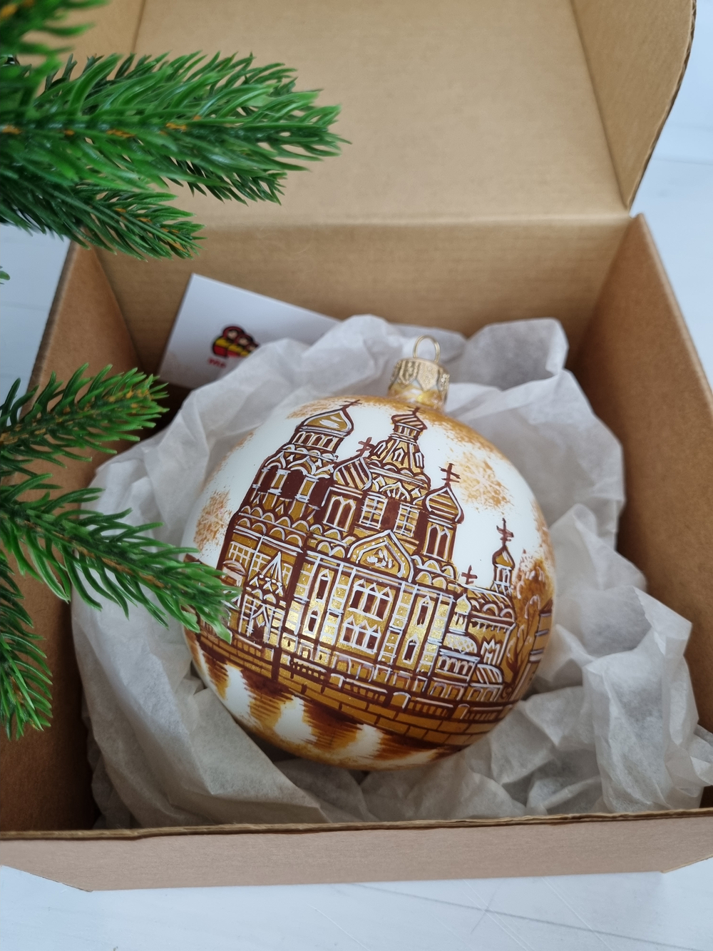 Шар стеклянный "Спас на крови",  ручная роспись