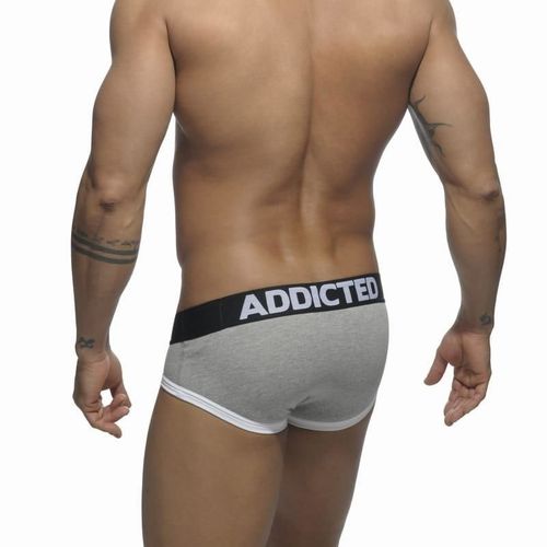 Мужские трусы брифы серые с черной резинкой ADDICTED Basic Brief Grey