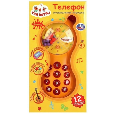 Телефон музыкальный "Три Кота" 15 песен, фраз и звуков, коробка B1968338-R2 (Умка)