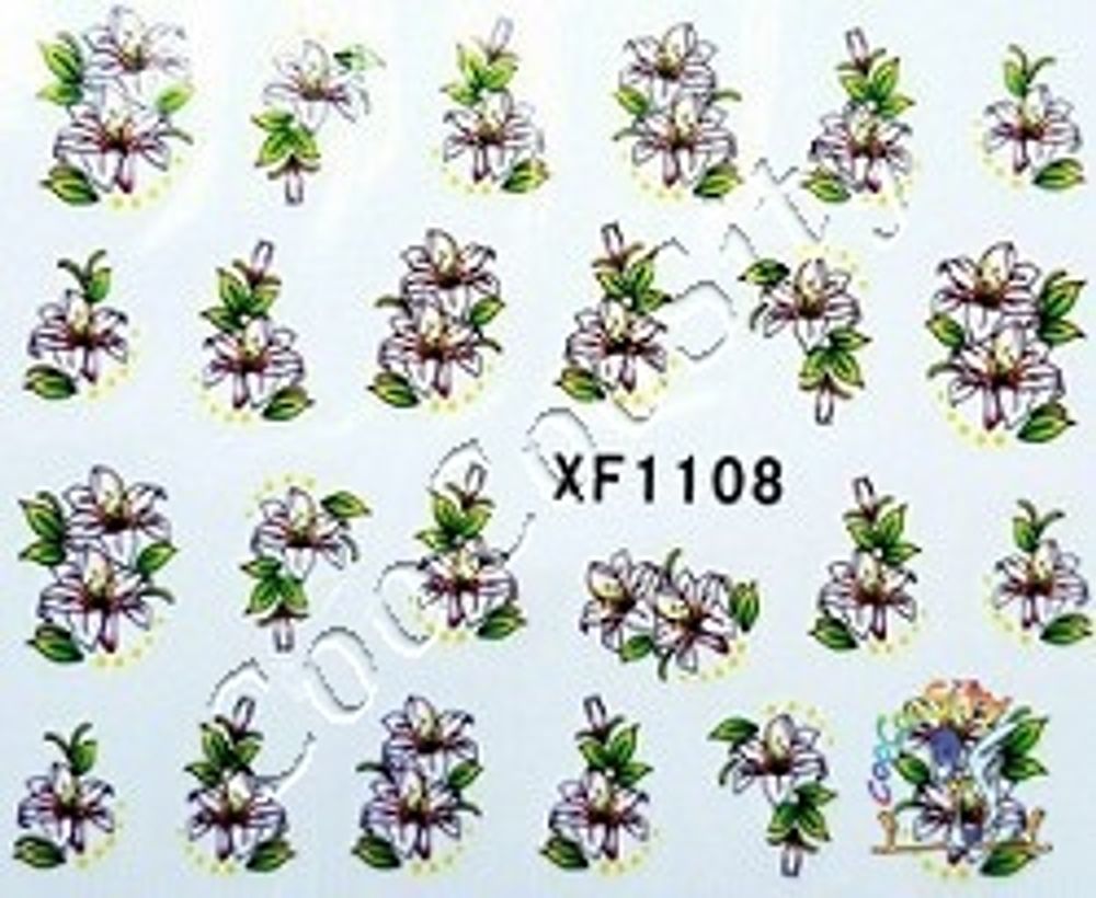 Слайдер-дизайн для ногтей цветы XF 1108