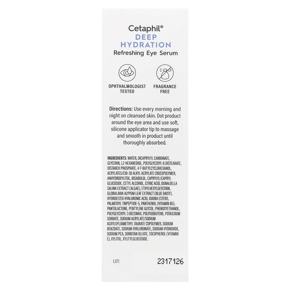 Cetaphil, Deep Hydration, освежающая сыворотка для кожи вокруг глаз, 15 мл (0,5 жидк. унц.)