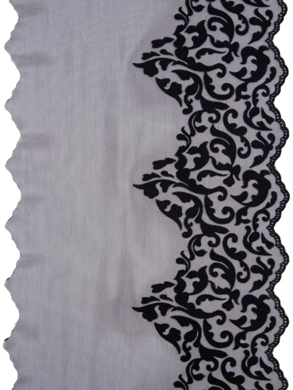 0117 Кружево эластичное 23 см, Италия, флок, черный 170