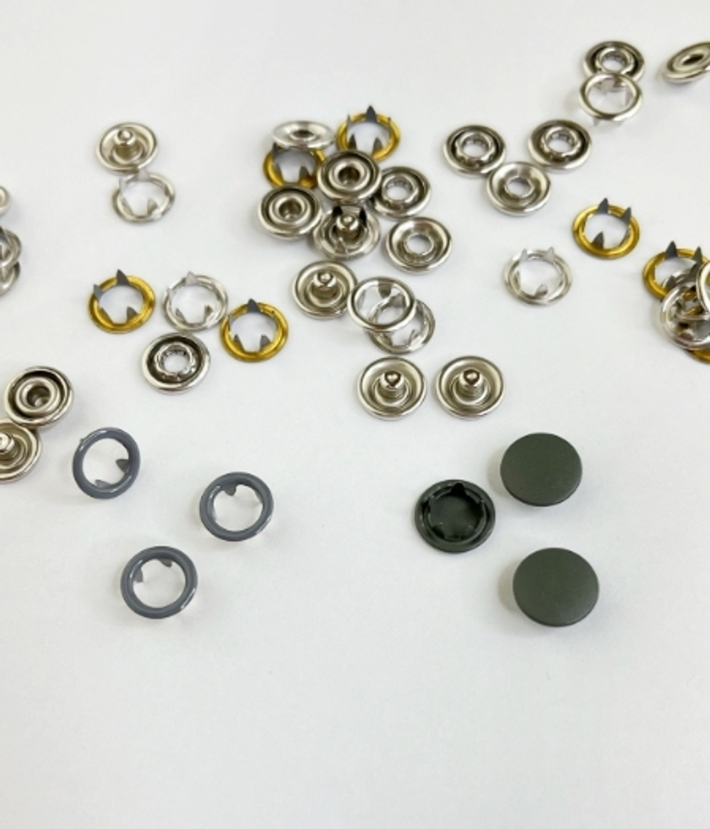 СЕРЫЙ - Кнопка трикотажная ЗАКРЫТАЯ 9,5 мм - нержавеющая сталь
