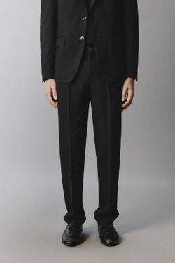 ZARA КОСТЮМНЫЕ БРЮКИ ИЗ ШЕРСТИ, ЧЕРНЫЙ