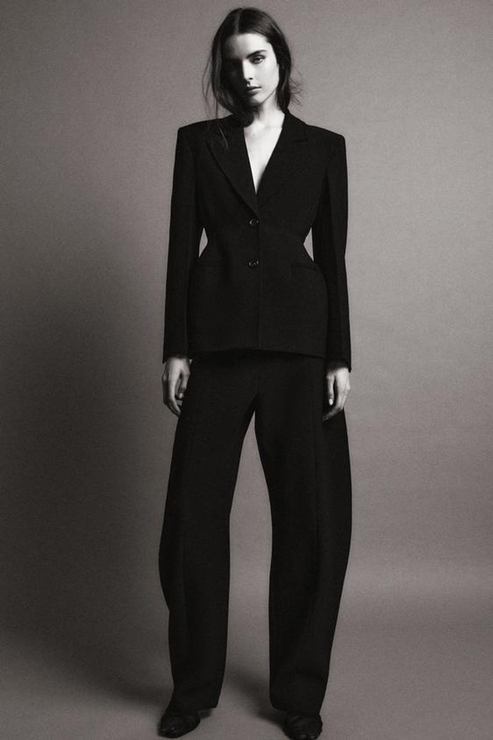 ZARA БРЮКИ-БАЛЛОНЫ ZW COLLECTION, ЧЕРНЫЙ