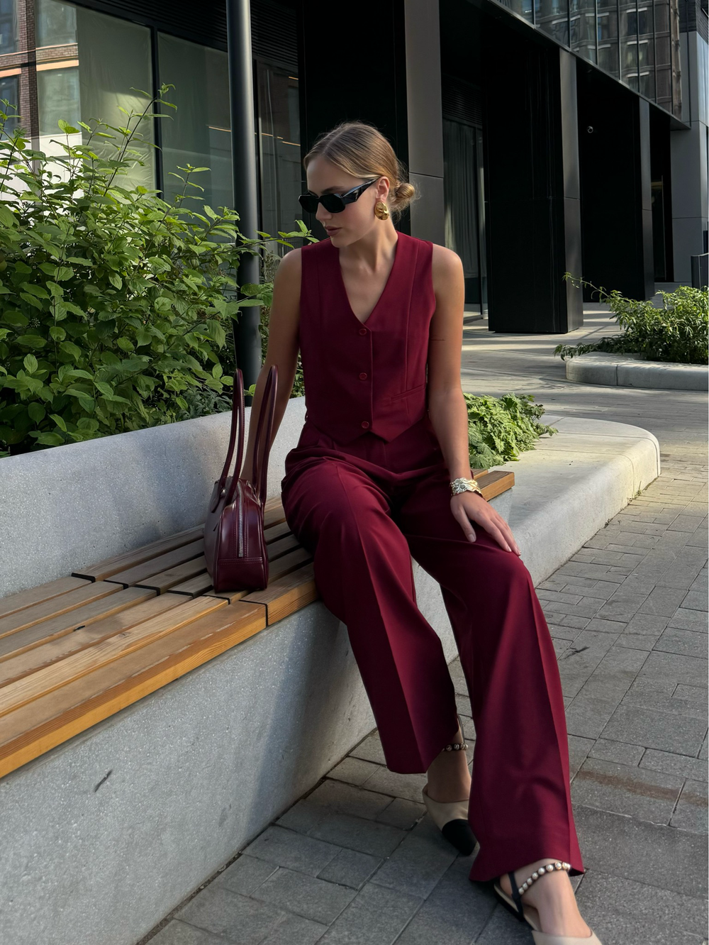 Брюки Office винный