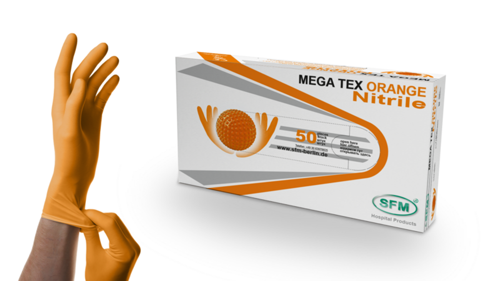 Перчатки смотровые нестерильные нитриловые неопудренные HIGH RISK MEGA TEX SFM 25 пар