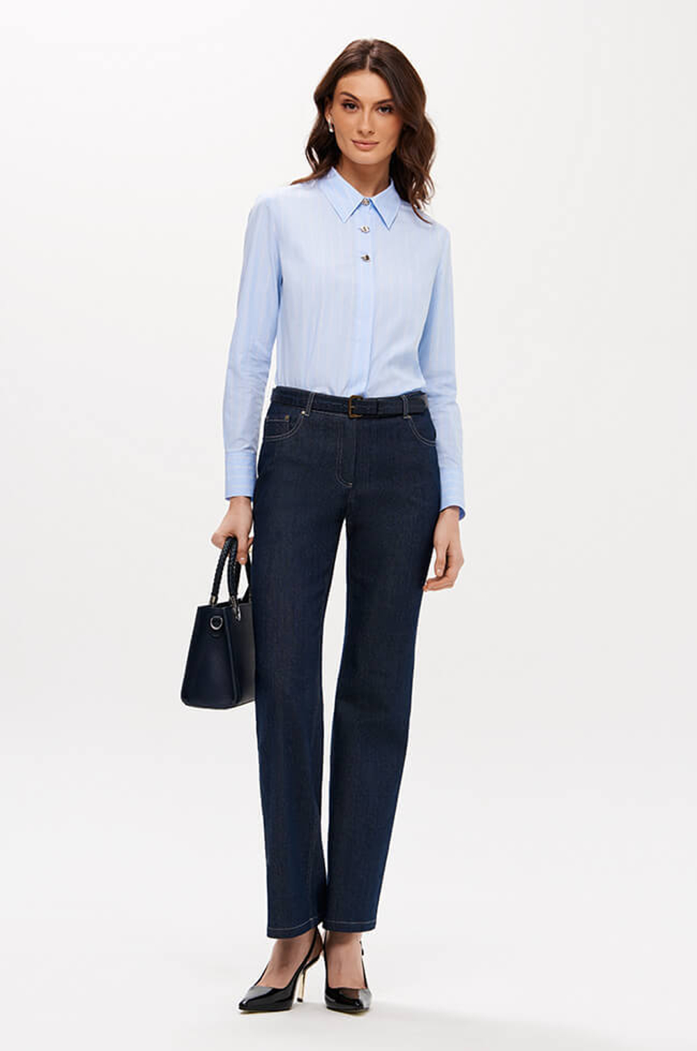 23355 Блузка женская (голубой полоска)