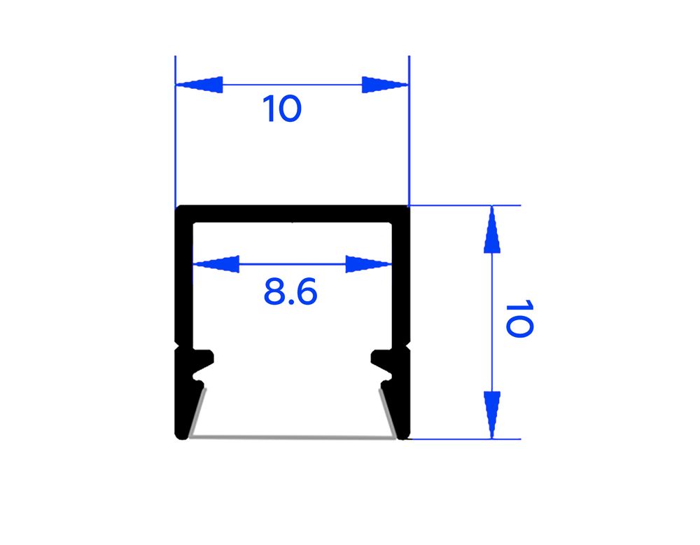 Ambrella Алюминиевый профиль накладной 10*10 для светодиодной ленты до 8мм Alum Profile GP1650AL