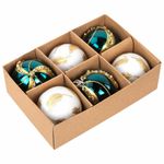 Шары ёлочные 6 шт., 6 см, "Peacock", пластик, бирюзовый/золото, ЗОЛОТАЯ СКАЗКА, 592179