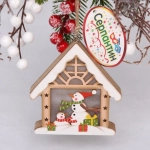 Украшение новогоднее подвесное с подсветкой «Снеговички в домике» 10 см