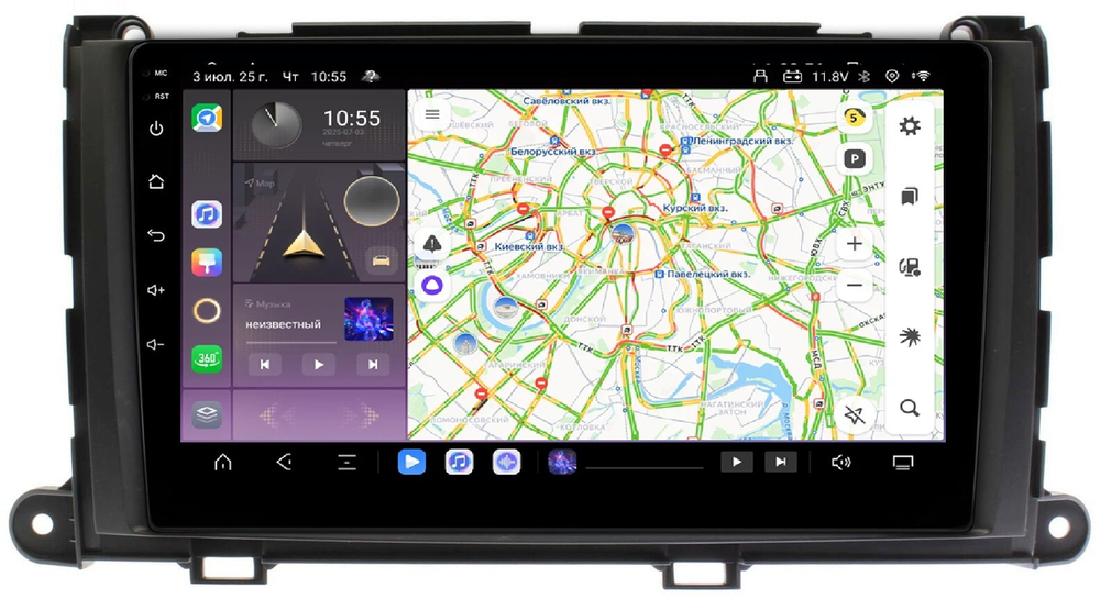 Магнитола для Toyota Sienna 3 2010-2014 - Kuberg QLed, Android 13, TS20, CarPlay, SIM-слот