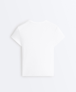 Oysho Футболка Rib Fit из смесового хлопка, белый