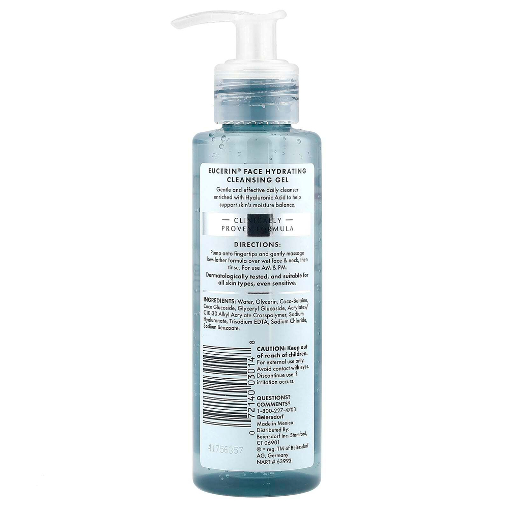Eucerin, Face, увлажняющий очищающий гель с гиалуроновой кислотой, без отдушки, 200 мл (6,8 жидк. унции)