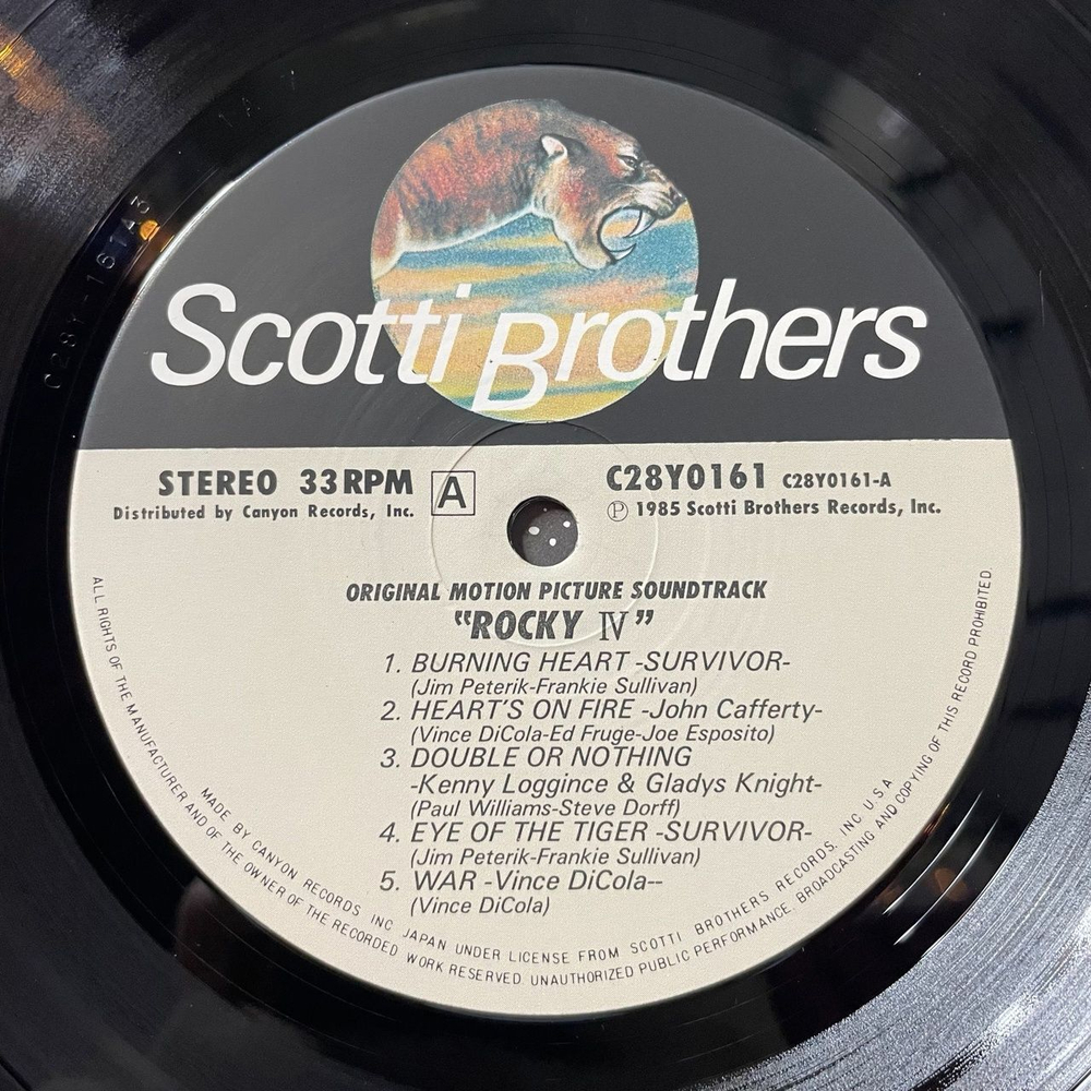 Винтажная виниловая пластинка LP Rocky IV Motion Picture Soundtrack (Japan 1985) (Obi) Eye Of The Tiger C28Y0161