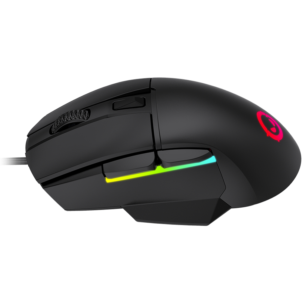 LORGAR Jetter 357, gaming mouse, Optical Gaming Mouse with 6 programmable buttons, Pixart ATG4090 sensor, DPI can be up to 8000, 30 million times key life, 1.8m PVC USB cable, Matt UV coating and RGB lights with 4 LED flowing mode, size:124.90*71.65*41.36mm, 115g