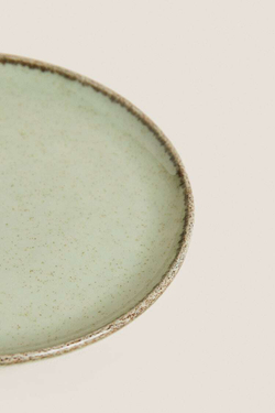 ZARA HOME ФАРФОРОВАЯ БОКОВАЯ ТАРЕЛКА, ЦВЕТ МОРСКОЙ ВОЛНЫ