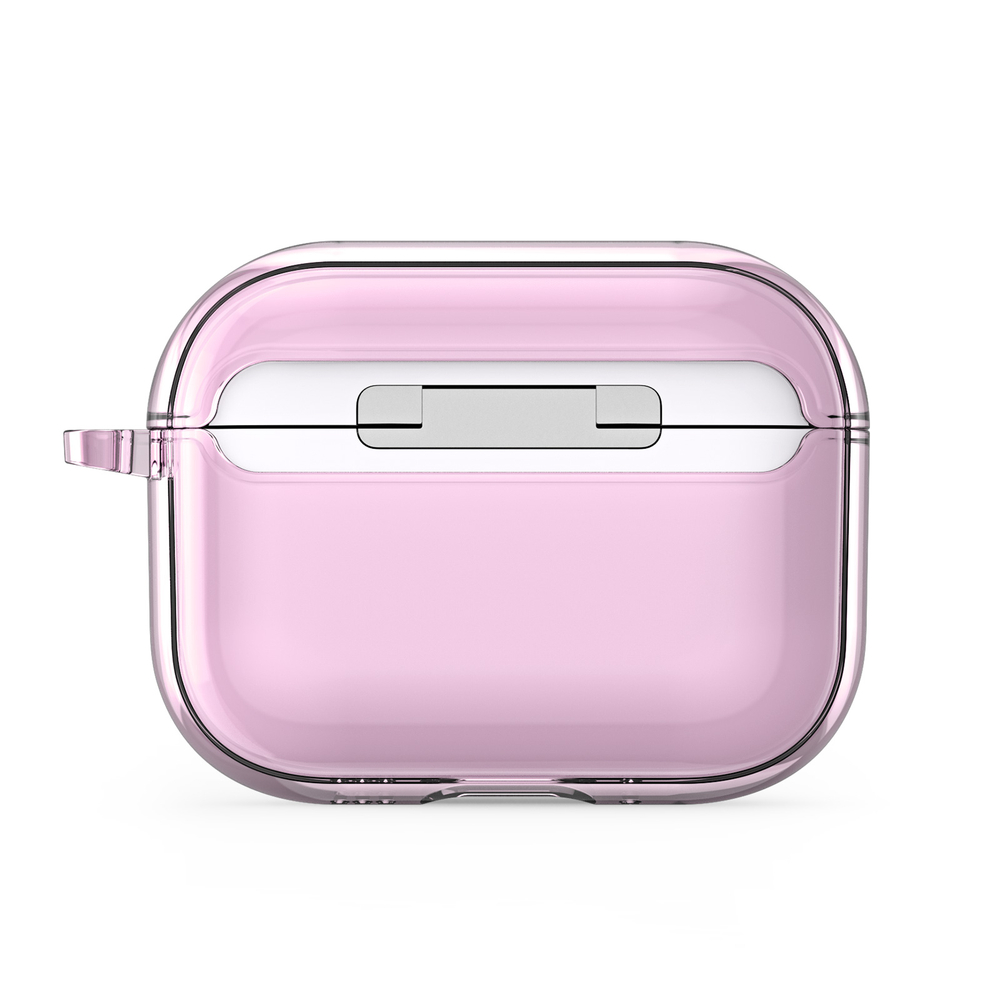 Чехол прозрачный розовый для наушников AirPods Pro 3, серия PECL Series от Dux Ducis, в комплекте с карабином