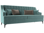 Диван кухонный прямой Марк, Бирюзовый\Коричневый, Велюр, 111895