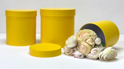 Коробки Цилиндр Однотонные. Набор 3 шт. Горчичные