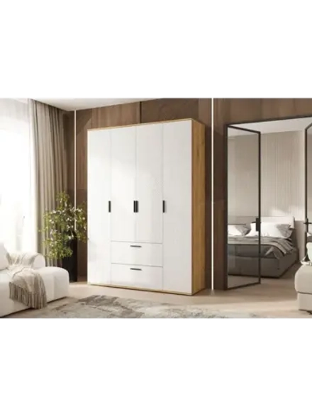 Шкаф для одежды 4 створки Браш Вайт 160х51х223