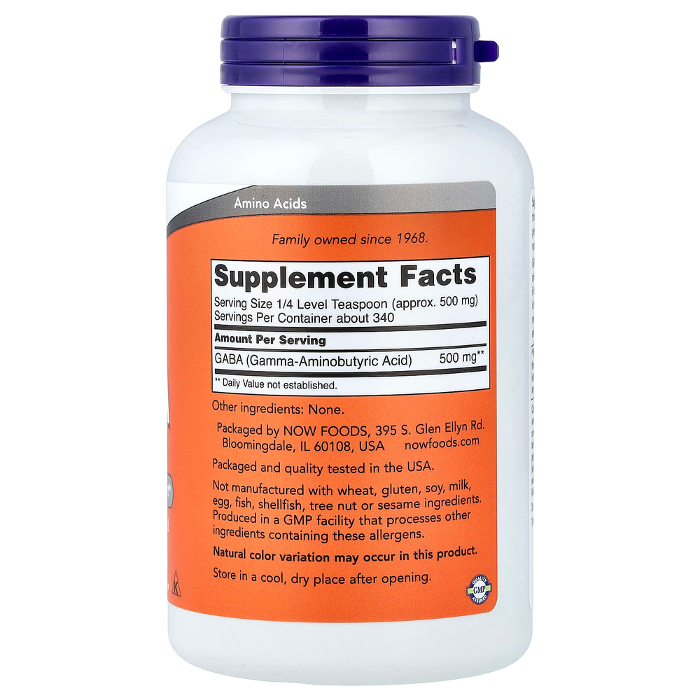 NOW Foods, ГАМК - чистый порошок, 170 г (6 унций)