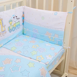 Комплект в кроватку 6-ти предметный "Паровозик звездочка голубой"
