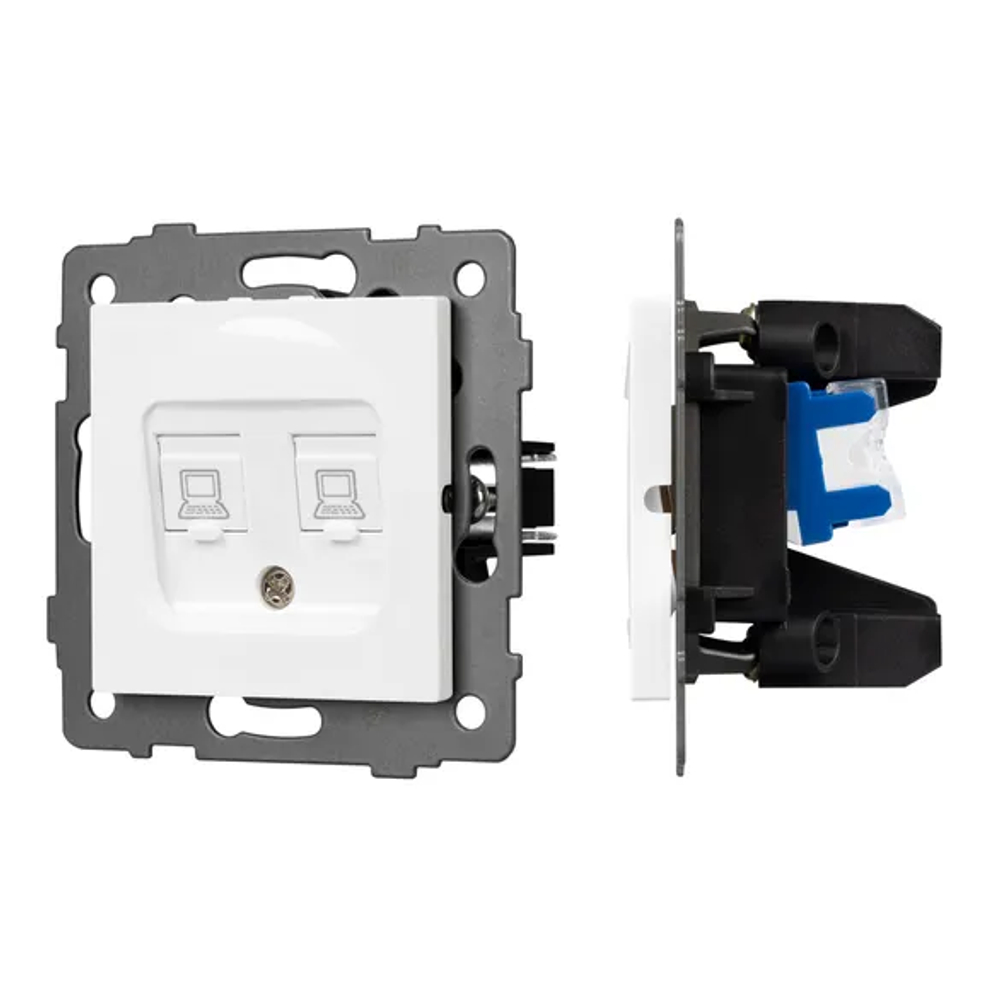 Механизм компьютерной розетки двойной SCT-MPC2-PL-WH-V (RJ-45, CAT6) (Arlight, -) 049854