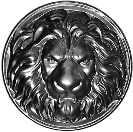 Кованое изделие голова льва из стали d250 мм. Вес: 0.3 кг.