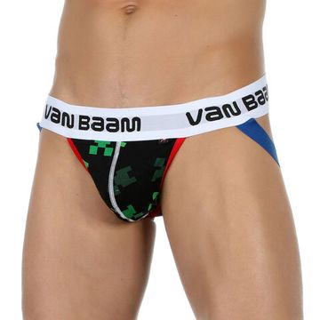 Мужские трусы джоки черные с синей резинкой Van Baam 39341