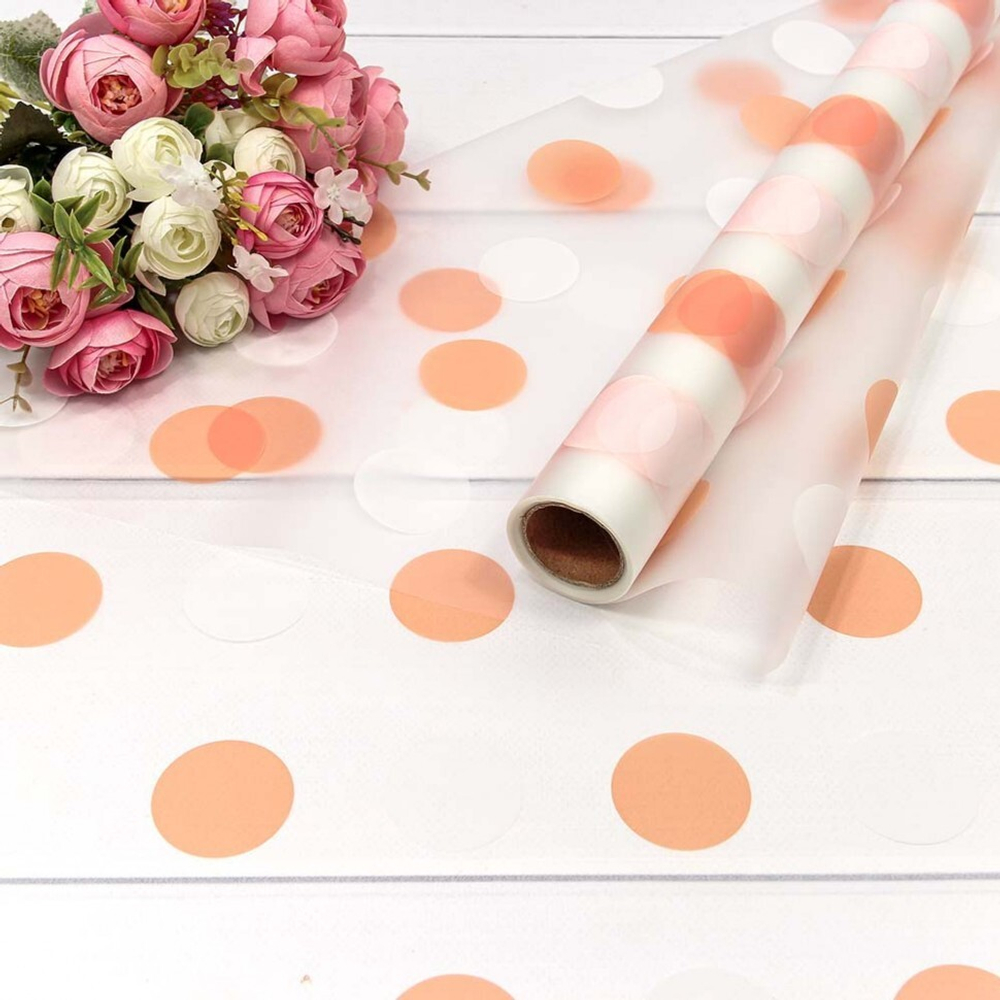 Пленка В рулоне 10 м х 58 см горох (Оранжевый)